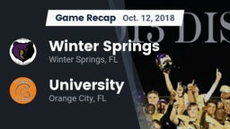 Recap: Winter Springs  vs. University  2018