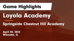 Loyola Academy  vs Springside Chestnut Hill Academy  Game Highlights - April 20, 2022