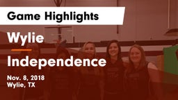 Wylie  vs Independence  Game Highlights - Nov. 8, 2018