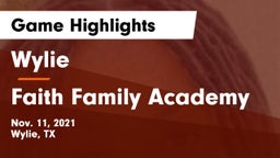 Wylie  vs Faith Family Academy Game Highlights - Nov. 11, 2021