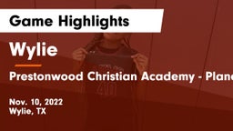 Wylie  vs Prestonwood Christian Academy - Plano Game Highlights - Nov. 10, 2022