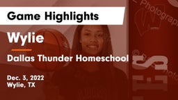 Wylie  vs Dallas Thunder Homeschool  Game Highlights - Dec. 3, 2022