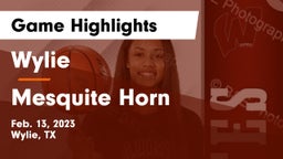 Wylie  vs Mesquite Horn  Game Highlights - Feb. 13, 2023