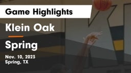 Klein Oak  vs Spring  Game Highlights - Nov. 10, 2023