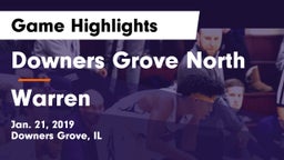 Downers Grove North vs Warren  Game Highlights - Jan. 21, 2019