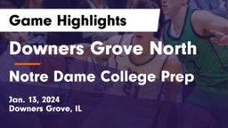 Downers Grove North  vs Notre Dame College Prep Game Highlights - Jan. 13, 2024