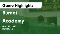 Burnet  vs Academy  Game Highlights - Nov. 23, 2020