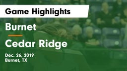 Burnet  vs Cedar Ridge Game Highlights - Dec. 26, 2019