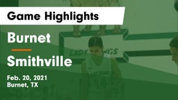 Burnet  vs Smithville  Game Highlights - Feb. 20, 2021
