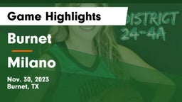 Burnet  vs Milano  Game Highlights - Nov. 30, 2023