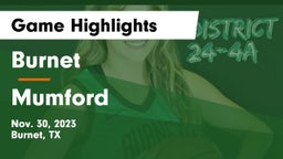 Burnet  vs Mumford  Game Highlights - Nov. 30, 2023
