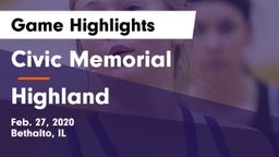 Civic Memorial  vs Highland  Game Highlights - Feb. 27, 2020