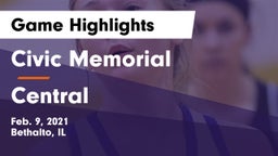 Civic Memorial  vs Central  Game Highlights - Feb. 9, 2021