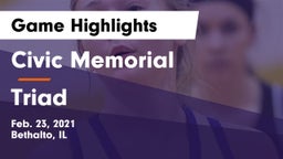 Civic Memorial  vs Triad  Game Highlights - Feb. 23, 2021