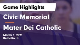 Civic Memorial  vs Mater Dei Catholic  Game Highlights - March 1, 2021