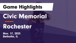 Civic Memorial  vs Rochester  Game Highlights - Nov. 17, 2023