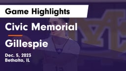 Civic Memorial  vs Gillespie  Game Highlights - Dec. 5, 2023