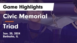 Civic Memorial  vs Triad  Game Highlights - Jan. 20, 2024
