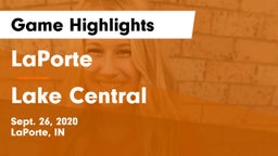 LaPorte  vs Lake Central  Game Highlights - Sept. 26, 2020