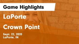 LaPorte  vs Crown Point Game Highlights - Sept. 22, 2020