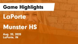 LaPorte  vs Munster HS Game Highlights - Aug. 20, 2020