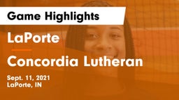 LaPorte  vs Concordia Lutheran  Game Highlights - Sept. 11, 2021