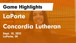 LaPorte  vs Concordia Lutheran  Game Highlights - Sept. 10, 2022