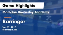Montclair Kimberley Academy vs Barringer  Game Highlights - Jan 12, 2017