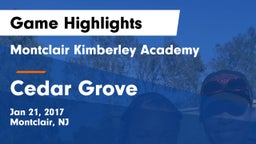 Montclair Kimberley Academy vs Cedar Grove  Game Highlights - Jan 21, 2017