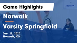 Norwalk  vs Varsity Springfield Game Highlights - Jan. 28, 2020