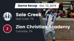 Recap: Sale Creek  vs. Zion Christian Academy  2018