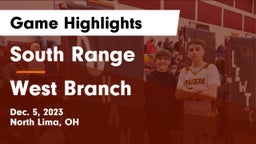 South Range vs West Branch  Game Highlights - Dec. 5, 2023