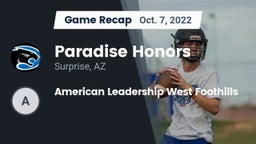 Recap: Paradise Honors  vs. American Leadership West Foothills  2022