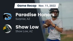 Recap: Paradise Honors  vs. Show Low  2022
