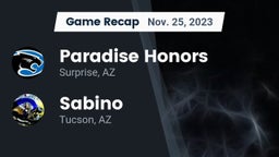 Recap: Paradise Honors  vs. Sabino  2023