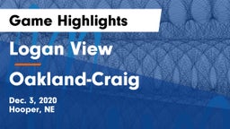 Logan View  vs Oakland-Craig  Game Highlights - Dec. 3, 2020