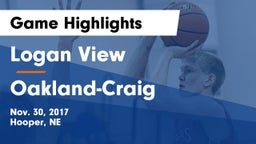 Logan View  vs Oakland-Craig  Game Highlights - Nov. 30, 2017