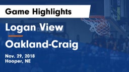 Logan View  vs Oakland-Craig  Game Highlights - Nov. 29, 2018