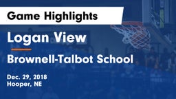 Logan View  vs Brownell-Talbot School Game Highlights - Dec. 29, 2018