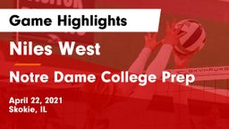 Niles West  vs Notre Dame College Prep Game Highlights - April 22, 2021