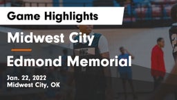 Midwest City  vs Edmond Memorial  Game Highlights - Jan. 22, 2022