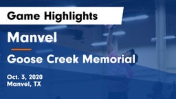 Manvel  vs Goose Creek Memorial  Game Highlights - Oct. 3, 2020