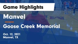 Manvel  vs Goose Creek Memorial  Game Highlights - Oct. 12, 2021