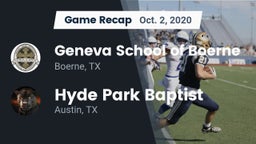 Recap: Geneva School of Boerne vs. Hyde Park Baptist  2020