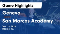 Geneva  vs San Marcos Academy Game Highlights - Jan. 19, 2018
