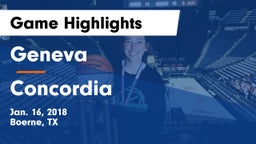 Geneva  vs Concordia  Game Highlights - Jan. 16, 2018
