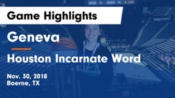 Geneva  vs Houston Incarnate Word Game Highlights - Nov. 30, 2018