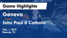 Geneva  vs John Paul II Catholic  Game Highlights - Feb. 1, 2019
