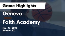 Geneva  vs Faith Academy Game Highlights - Jan. 17, 2020