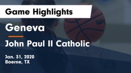 Geneva  vs John Paul II Catholic  Game Highlights - Jan. 31, 2020